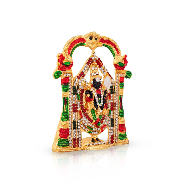 Tirupathi Balaji Standing On Base - 4 x 2.25 Inches | Stone Idol/ Decorative Perumal Statue