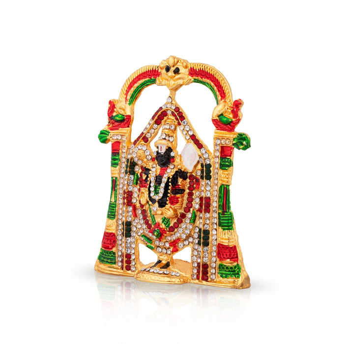 Tirupathi Balaji Standing On Base - 4 x 2.25 Inches | Stone Idol/ Decorative Perumal Statue
