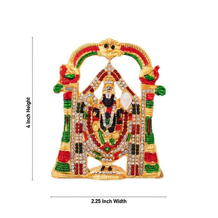 Tirupathi Balaji Standing On Base - 4 x 2.25 Inches | Stone Idol/ Decorative Perumal Statue