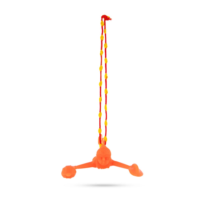 Hanuman Car Hanging - 5 x 4 Inches | Orange Colour Anjaneya Mirror Hanging/ Mirror Hanger for Car Decor