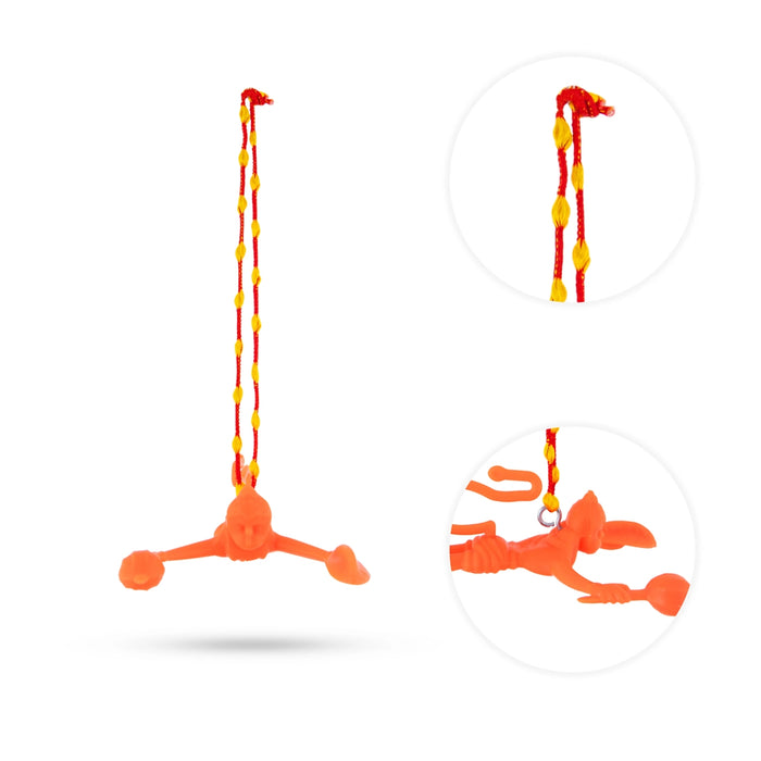 Hanuman Car Hanging - 5 x 4 Inches | Orange Colour Anjaneya Mirror Hanging/ Mirror Hanger for Car Decor