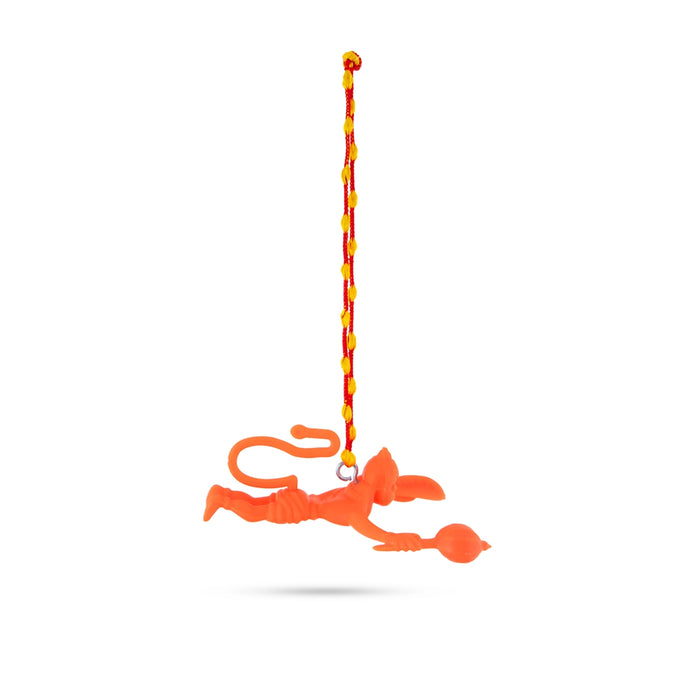 Hanuman Car Hanging - 5 x 4 Inches | Orange Colour Anjaneya Mirror Hanging/ Mirror Hanger for Car Decor