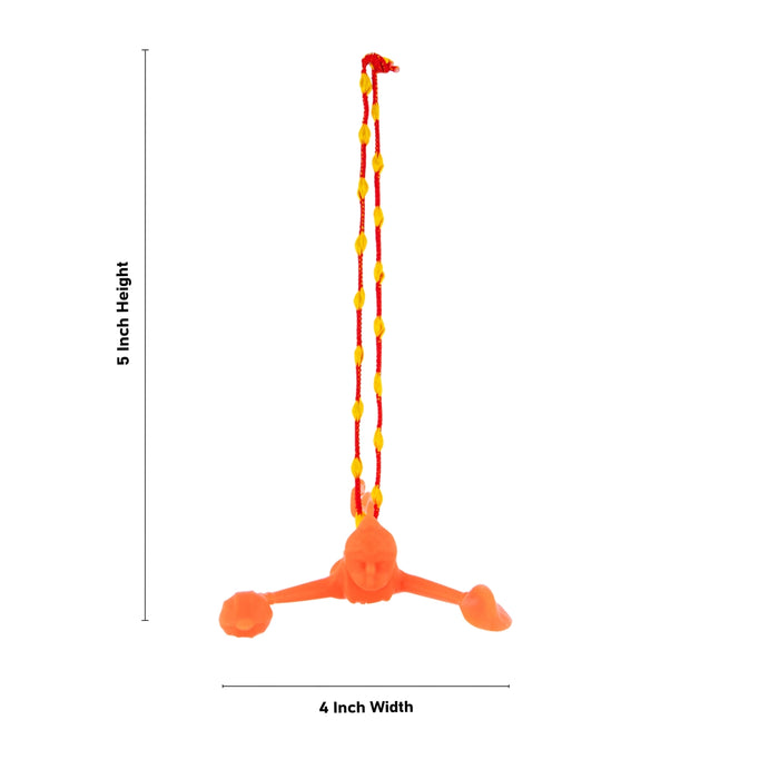 Hanuman Car Hanging - 5 x 4 Inches | Orange Colour Anjaneya Mirror Hanging/ Mirror Hanger for Car Decor