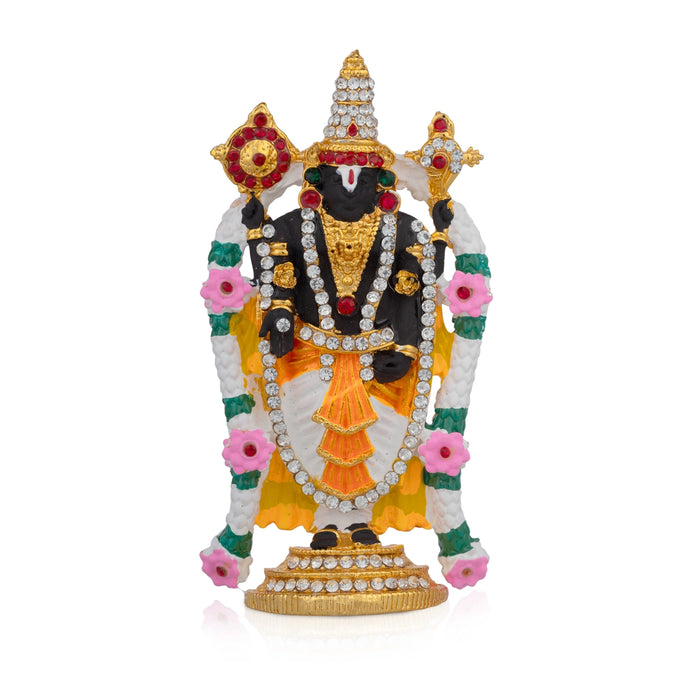 Perumal Standing On Base Murti - 3.5 x 2 Inches | Decorative Pushpa Balaji/ Srinivasa Swamy Statue