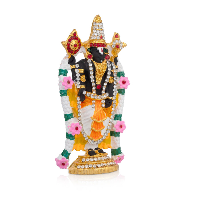 Perumal Standing On Base Murti - 3.5 x 2 Inches | Decorative Pushpa Balaji/ Srinivasa Swamy Statue