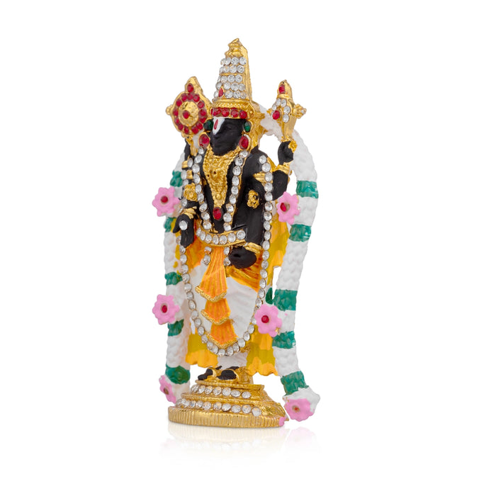 Perumal Standing On Base Murti - 3.5 x 2 Inches | Decorative Pushpa Balaji/ Srinivasa Swamy Statue