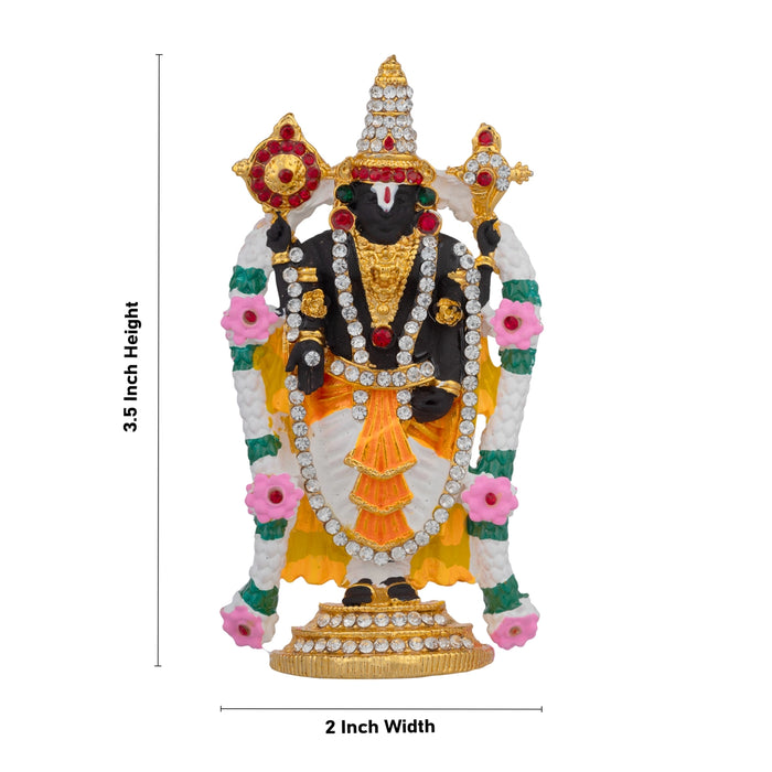 Perumal Standing On Base Murti - 3.5 x 2 Inches | Decorative Pushpa Balaji/ Srinivasa Swamy Statue