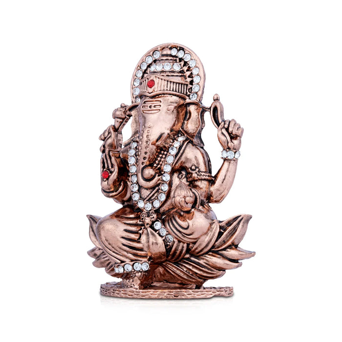 Ganesh Murti - 3 x 2.25 Inches | Copper Statue/ Vinayaka Idol/ Ganpati Murti for Pooja