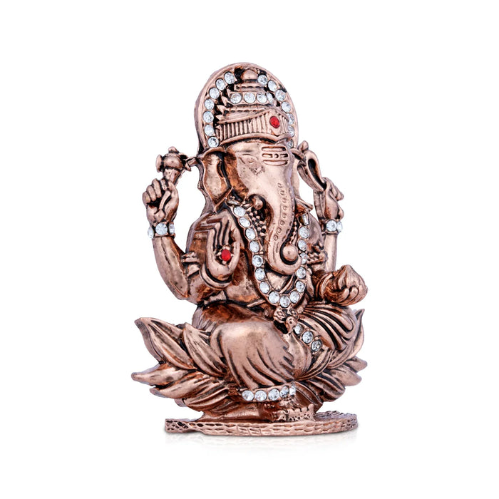 Ganesh Murti - 3 x 2.25 Inches | Copper Statue/ Vinayaka Idol/ Ganpati Murti for Pooja