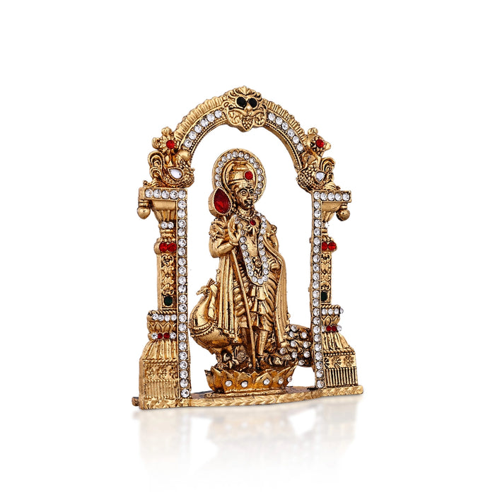 Peacock Murugar With Arch - 4.5 x 3.5 Inches | Antique Finish Idol/ Murugan Statue For Car Decor