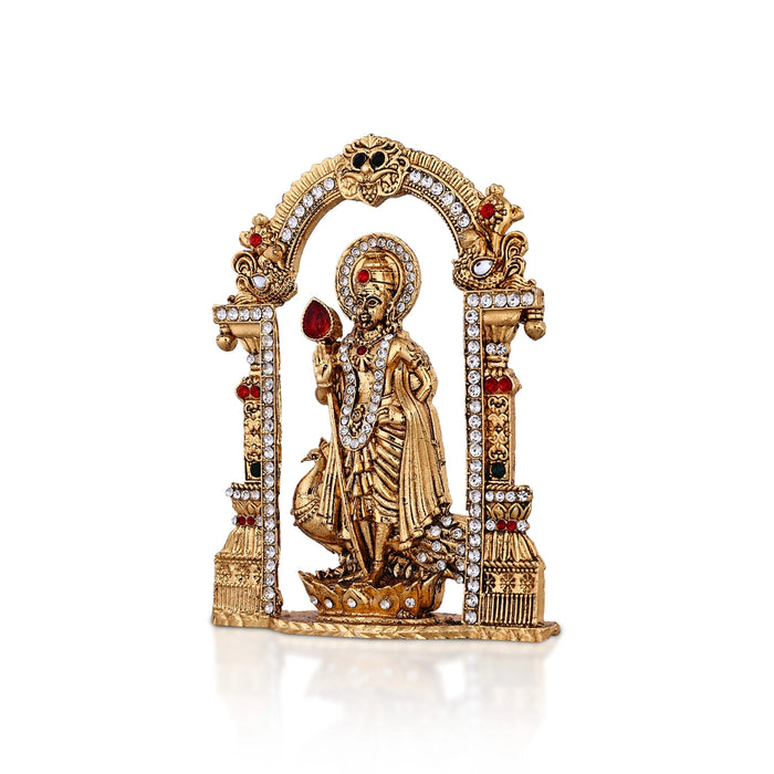 Peacock Murugar With Arch - 4.5 x 3.5 Inches | Antique Finish Idol/ Murugan Statue For Car Decor