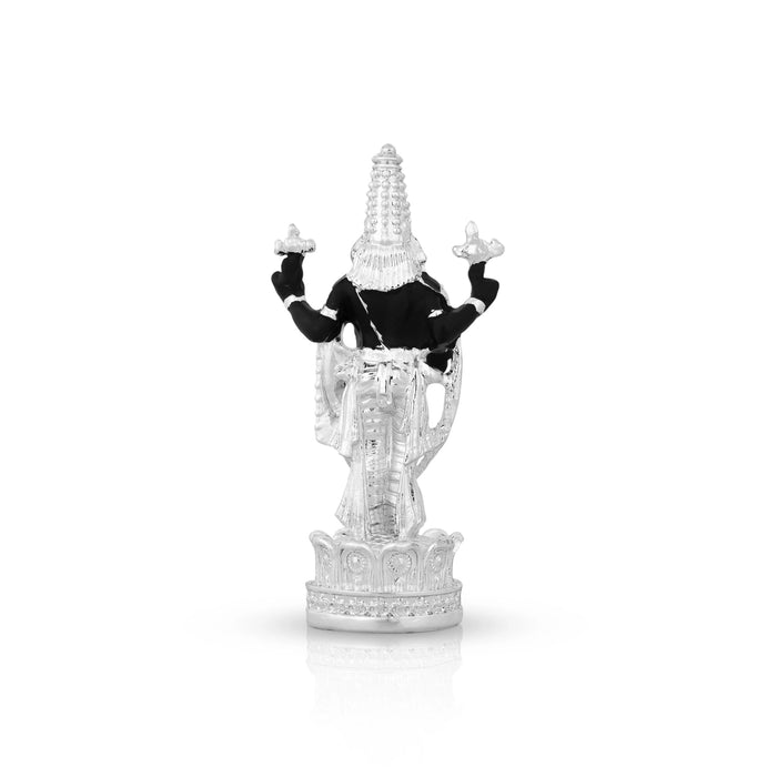Balaji Standing On Lotus Base Statue - 3.5 x 1.75 Inches | Silver Polish Resin Idol/ Lord Srinivasa Murti