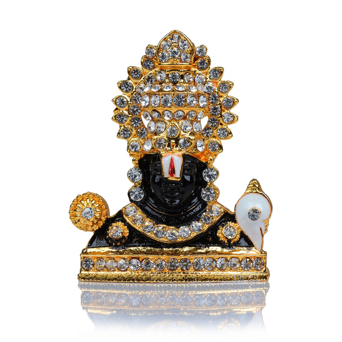 Balaji Statue - 2 x 1.5 Inches | White Stone Lord Venkateswara Idol for Car Decor