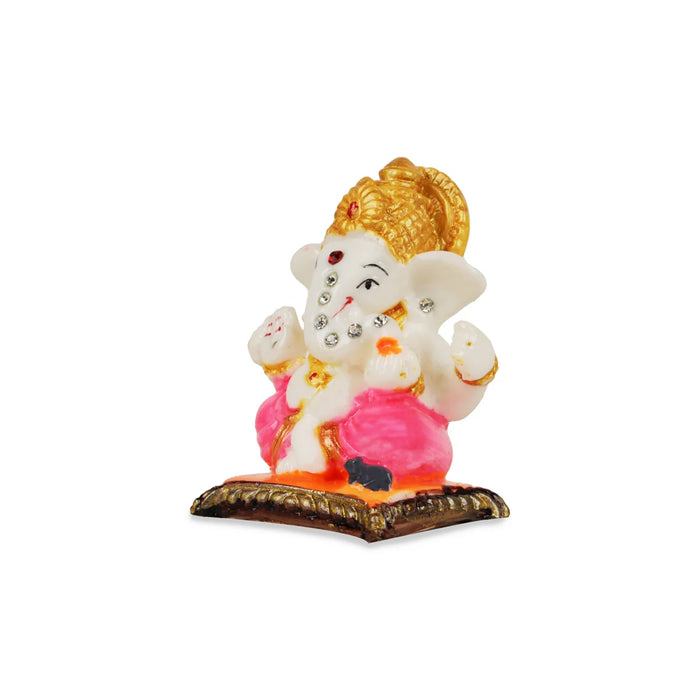 Ganesh Murti - 3 x 2.5 Inches | Marble Dust Idol/ Ganapati Murti/ Vinayagar Statue for Pooja