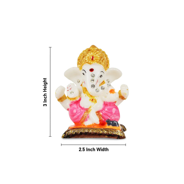 Ganesh Murti - 3 x 2.5 Inches | Marble Dust Idol/ Ganapati Murti/ Vinayagar Statue for Pooja