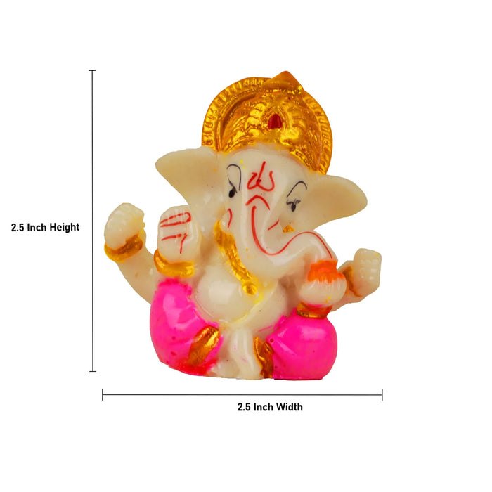 Ganesh Murti - 2.5 x 2.5 Inches | Marble Dust Idol/ Ganapati Murti/ Vinayagar Statue for Pooja