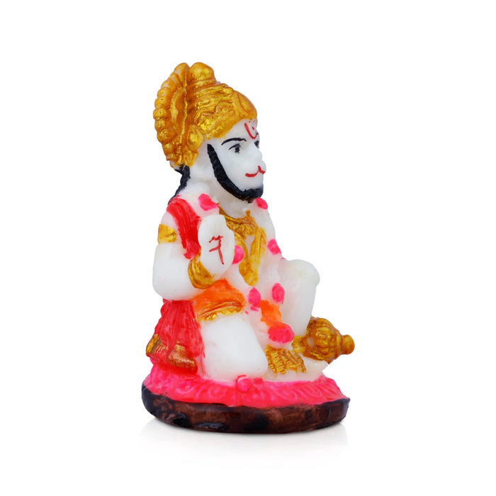 Anjaneya Statue - 3 x 2.5 Inches | Marble Dust Statue/ Hanuman Murti for Pooja