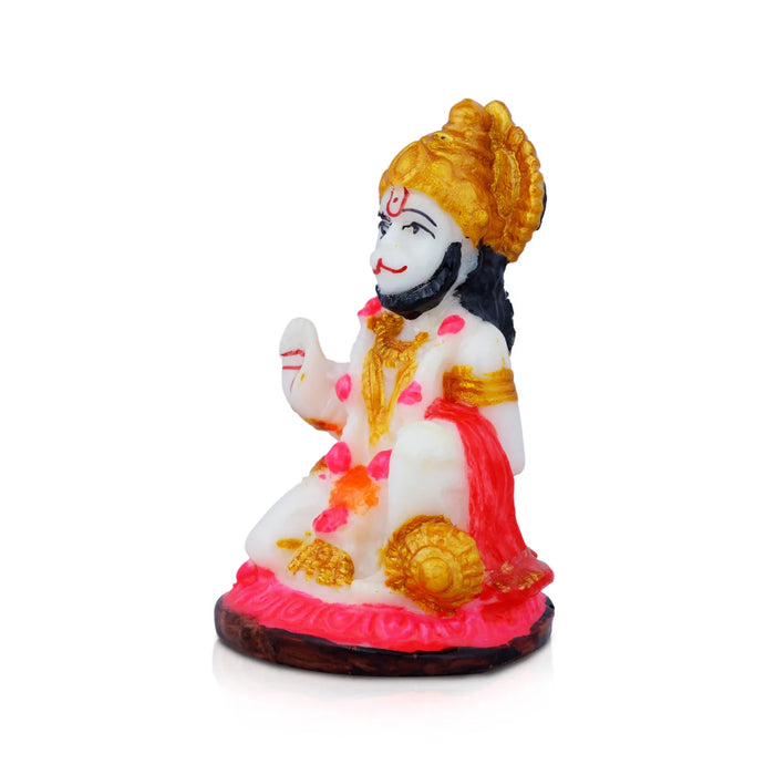 Anjaneya Statue - 3 x 2.5 Inches | Marble Dust Statue/ Hanuman Murti for Pooja
