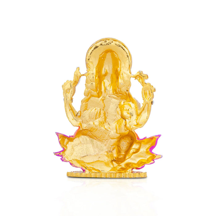 Ganesh Murti - 3 x 2 Inches | Stone Vinayaka Idol/ Gold Polish Ganpati Murti for Pooja