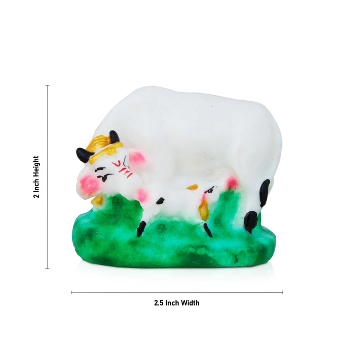 Cow And Calf Idol - 2 x 2.5 Inches | Resin Statue/ Kamadhenu Statue for Pooja