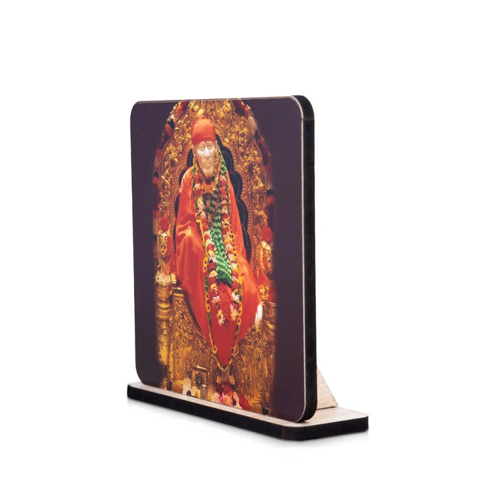 Sai Baba Photo Frame Stand - 4 x 3.75 Inches | Sai Baba Frame/ Baba Picture Frame for Car Decor