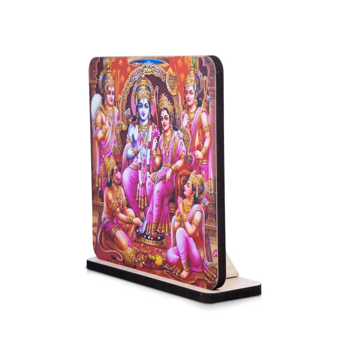 Ram Darbar Photo Frame Stand - 4 x 3.75 Inches | Ram Parivar Photo Frame/ Ram Darbar Picture Frame for Car