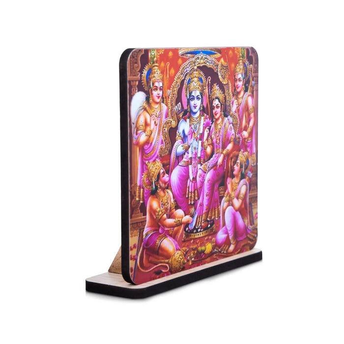 Ram Darbar Photo Frame Stand - 4 x 3.75 Inches | Ram Parivar Photo Frame/ Ram Darbar Picture Frame for Car