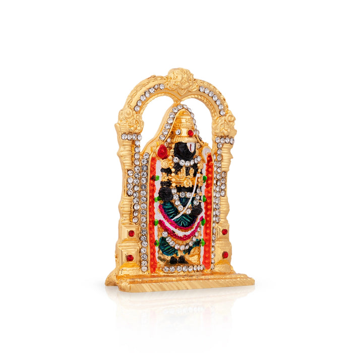 Balaji With Arch Idol - 3 x 2 Inches | Gold Polish Stone Venkateswara Swamy Statue/ Balaji Murti for Home Decor