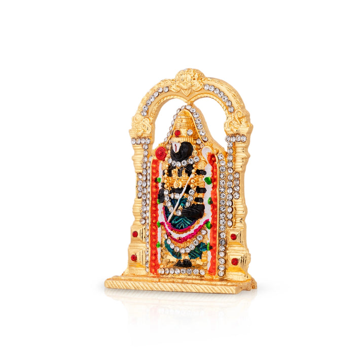 Balaji With Arch Idol - 3 x 2 Inches | Gold Polish Stone Venkateswara Swamy Statue/ Balaji Murti for Home Decor