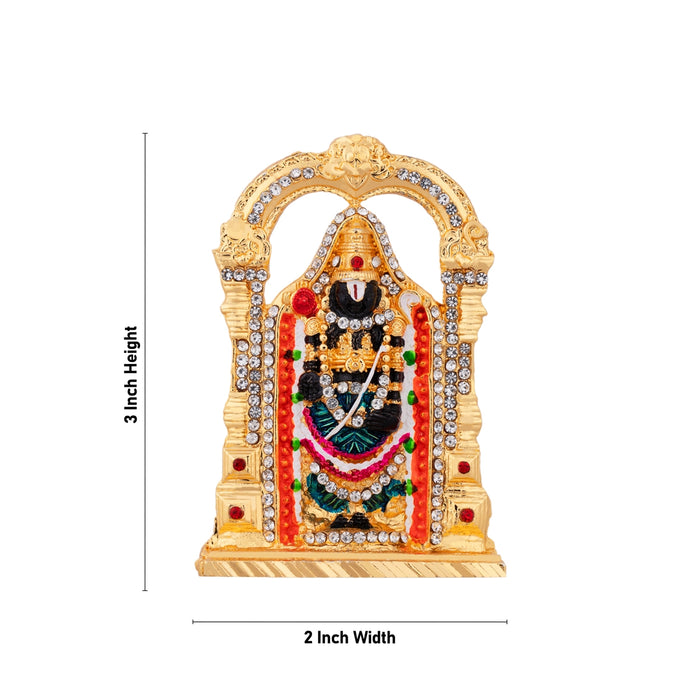 Balaji With Arch Idol - 3 x 2 Inches | Gold Polish Stone Venkateswara Swamy Statue/ Balaji Murti for Home Decor