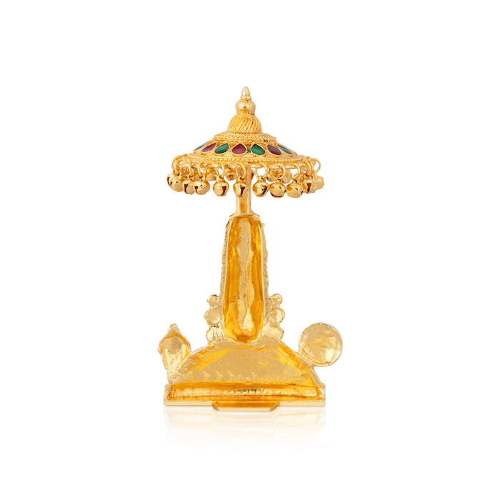 Balaji Murti With Umbrella - 4.75 x 2.75 Inches | Metal Perumal Idol/ Stone & Gold Polish Srinivasa Idol for Home