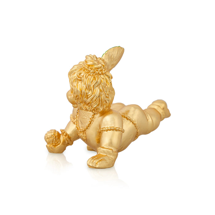 Crawling Krishna Murti - 1.5 x 1.75 Inches | Gold Finish Resin Idol/ Laddu Gopal Statue For Pooja