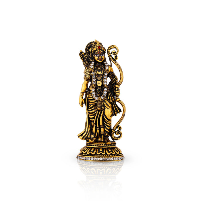 Ramar Standing On Base Murti - 3.75 x 1.5 Inches | Gold Antique Finish Idol/ Ayodhya Ramar Statue