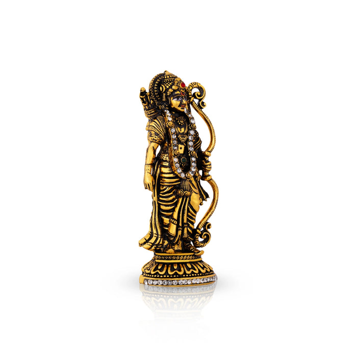 Ramar Standing On Base Murti - 3.75 x 1.5 Inches | Gold Antique Finish Idol/ Ayodhya Ramar Statue