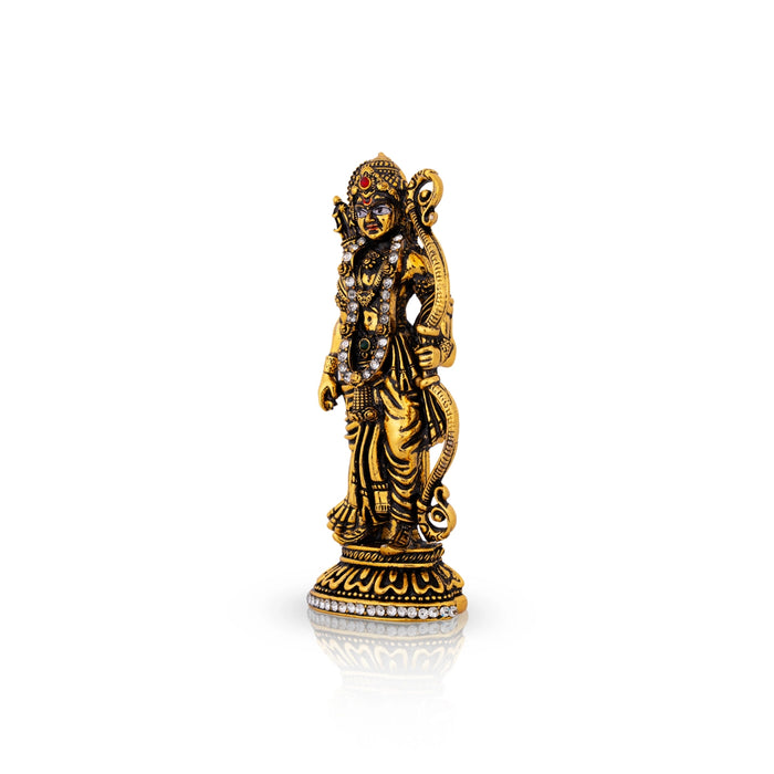 Ramar Standing On Base Murti - 3.75 x 1.5 Inches | Gold Antique Finish Idol/ Ayodhya Ramar Statue
