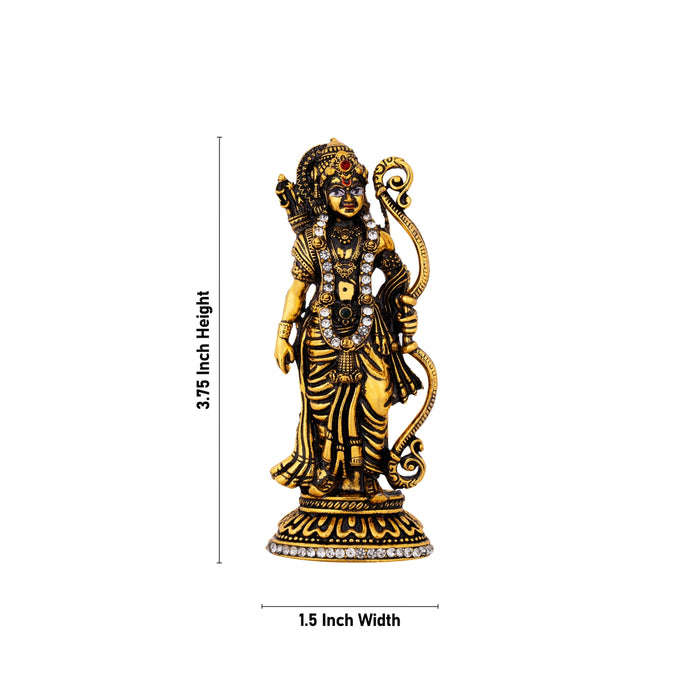 Ramar Standing On Base Murti - 3.75 x 1.5 Inches | Gold Antique Finish Idol/ Ayodhya Ramar Statue