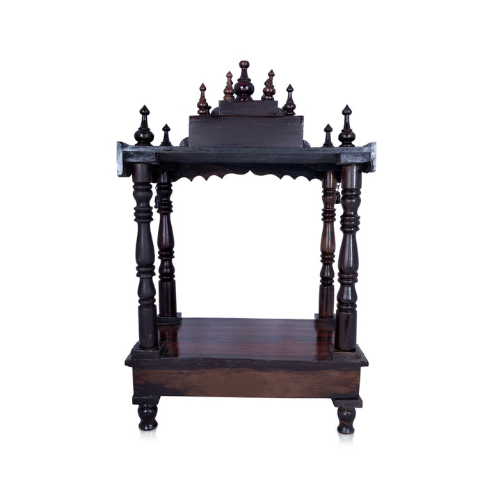Pooja Mandir With Base | Inner - 12 x 14 Inch, Outer - 26 x 15 Inch/ Open Wooden Temple/ Puja Stand for Home