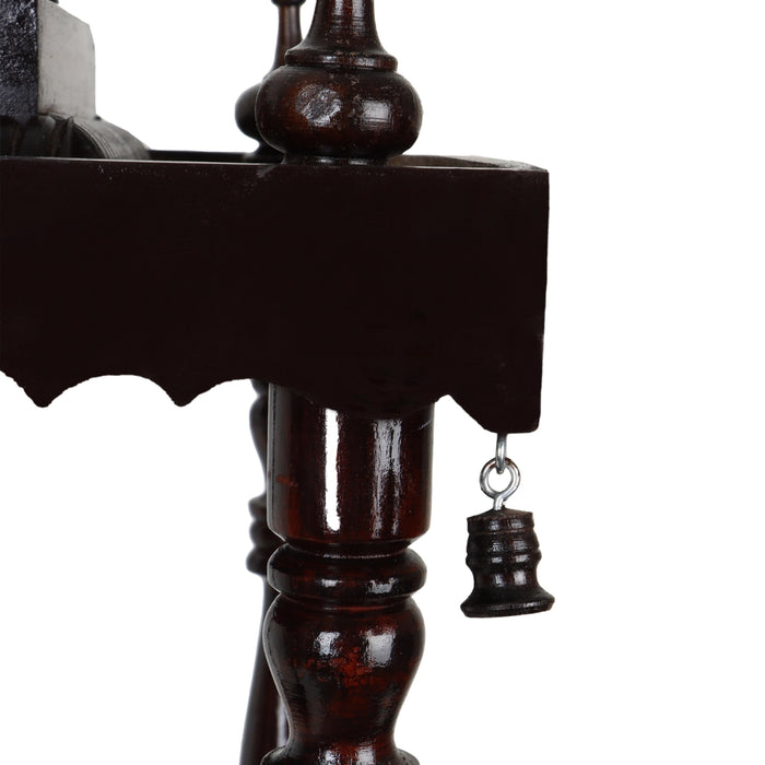 Pooja Mandir With Base | Inner - 15 x 15 Inch, Outer - 29 x 15 Inch/ Open Wooden Temple/ Puja Stand for Home