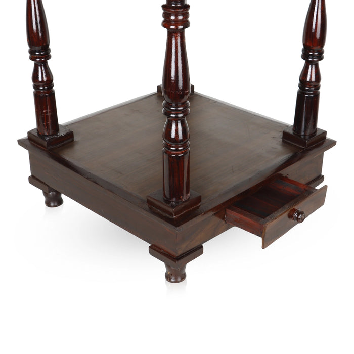 Pooja Mandir With Base | Inner - 15 x 15 Inch, Outer - 29 x 15 Inch/ Open Wooden Temple/ Puja Stand for Home