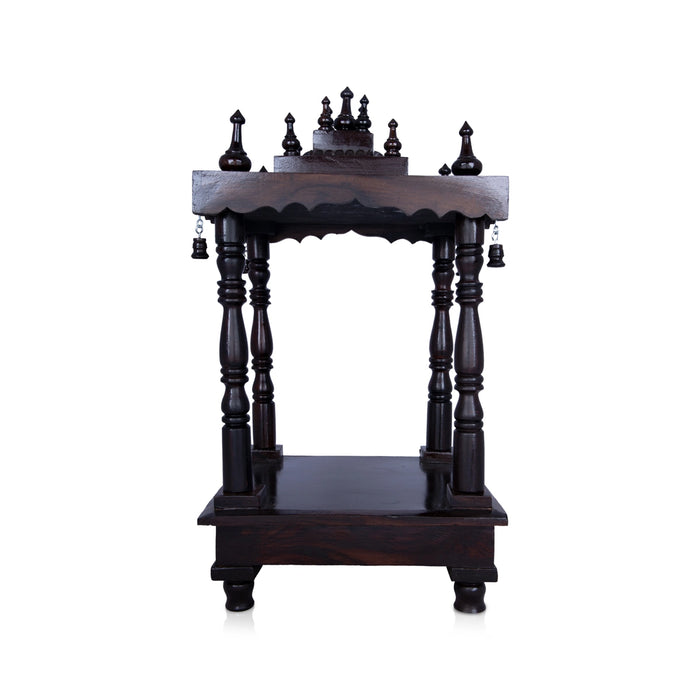 Pooja Mandir With Base| Inner - 12 x 12 Inch, Outer - 25 x 12 Inch/ Open Wooden Temple/ Wooden Mandir for Home