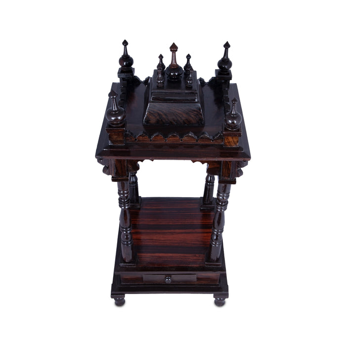 Pooja Mandir With Base | Inner - 14 x 10.5 Inch, Outer - 31 x 14 Inch/ Open Wooden Temple/ Puja Stand for Home