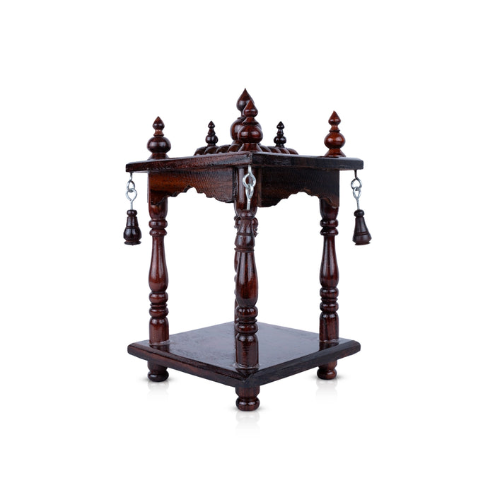 Pooja Mandir With Leg | Base 5 x 5 Inches, Outer 8.5 x 5 Inches/ Open Wooden Temple/ Puja Stand for Home