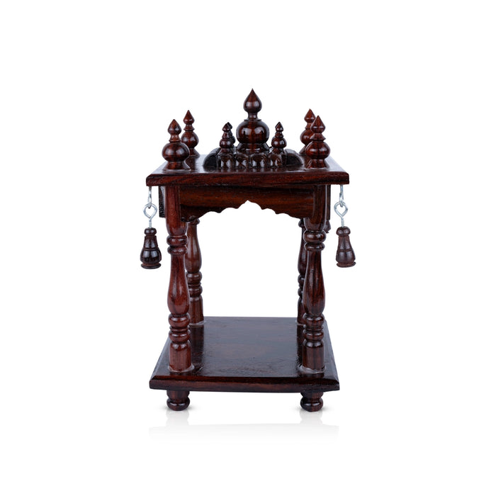 Pooja Mandir With Leg | Base 5 x 5 Inches, Outer 8.5 x 5 Inches/ Open Wooden Temple/ Puja Stand for Home