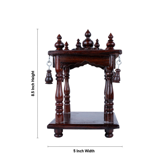 Pooja Mandir With Leg | Base 5 x 5 Inches, Outer 8.5 x 5 Inches/ Open Wooden Temple/ Puja Stand for Home