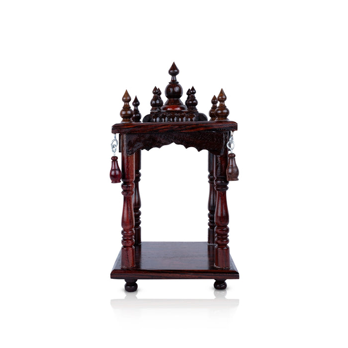 Pooja Mandir With Leg | Base 5.5 x 5.5 Inches, Outer 10.5 x 5.5 Inches/ Open Wooden Temple/ Puja Stand for Home