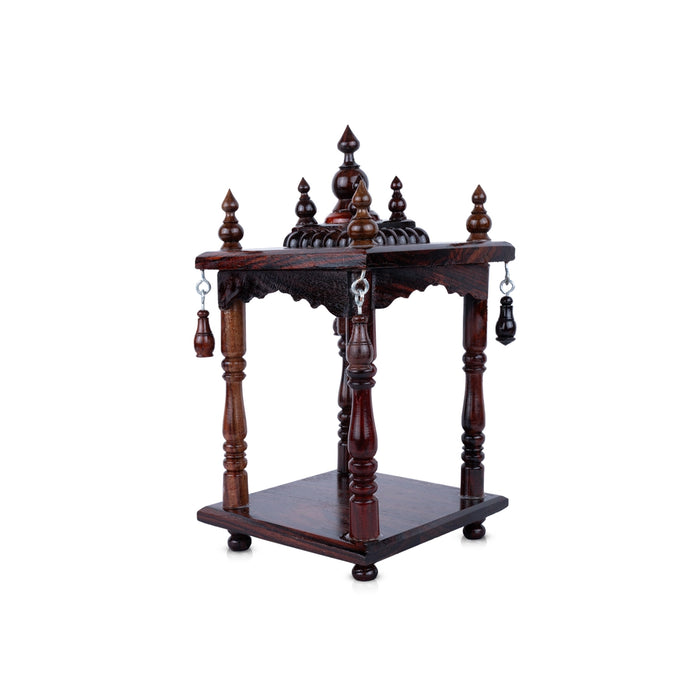 Pooja Mandir With Leg | Base 5.5 x 5.5 Inches, Outer 10.5 x 5.5 Inches/ Open Wooden Temple/ Puja Stand for Home