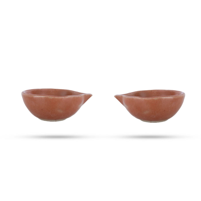 Agal Vilakku - 1 x 2 Inches | 2 Pcs/ Ceramic Deepam/ Diya/ Oil Lamp for Pooja & Home Decor