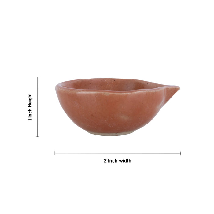 Agal Vilakku - 1 x 2 Inches | 2 Pcs/ Ceramic Deepam/ Diya/ Oil Lamp for Pooja & Home Decor