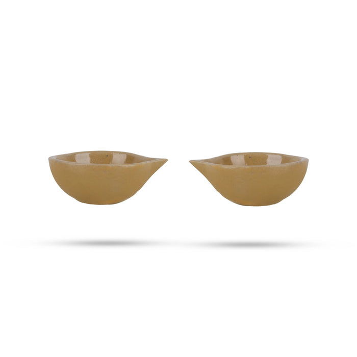 Agal Vilakku - 1 x 2 Inches | 2 Pcs/ Ceramic Deepam/ Diya/ Oil Lamp for Pooja & Home Decor