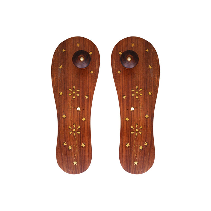 Wooden Paduka - 2.5 X 10.5 Inches | Wooden Padam/ Charan Paduka/ Traditional Footwear For Pooja And Temple